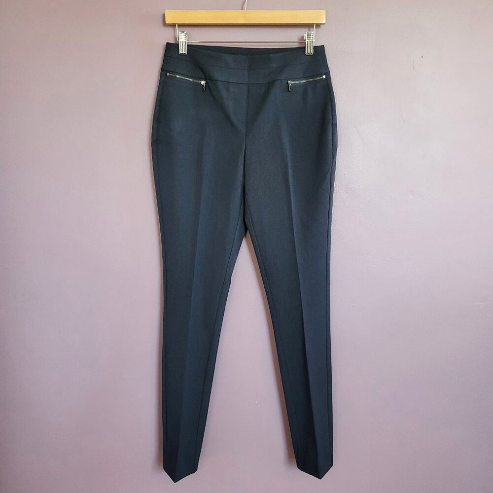 NEW Rekucci Collection Navy Blue Zipper Pocket Mid Rise Slim Leg Work Pants